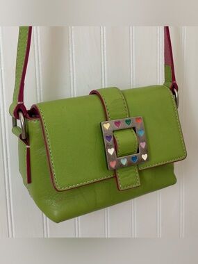 Dooney & Bourke Lime Green Leather Mini Crossbody Vintage Y2K Dopamine Dressing